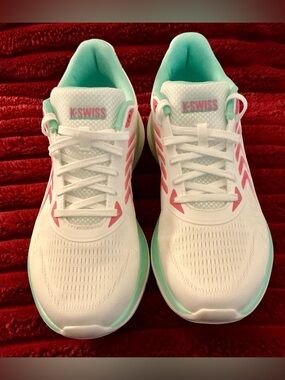 K-Swiss White Sneakers with Pink & Mint Highlights